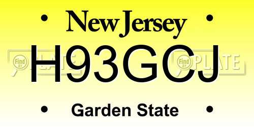 H93GCJ New Jersey License Plate