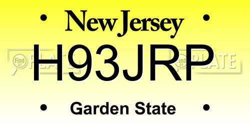 H93JRP New Jersey License Plate