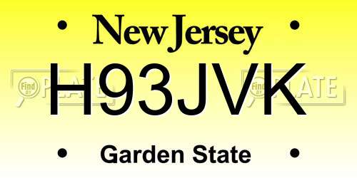 H93JVK New Jersey License Plate