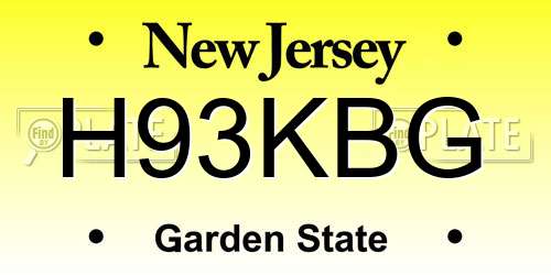 H93KBG New Jersey License Plate