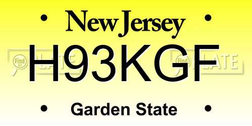 H93KGF New Jersey License Plate