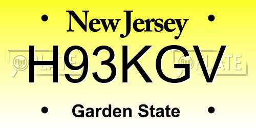 H93KGV New Jersey License Plate