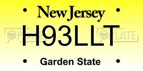 H93LLT New Jersey License Plate