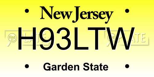 H93LTW New Jersey License Plate