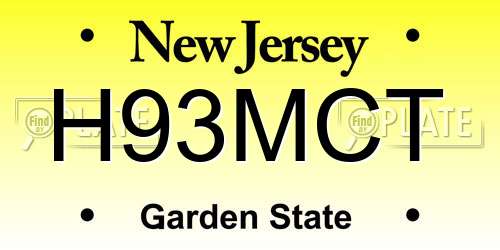 H93MCT New Jersey License Plate