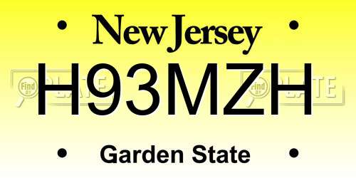 H93MZH New Jersey License Plate