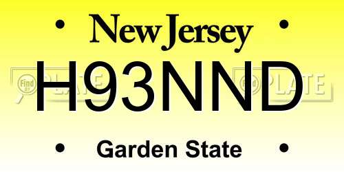 H93NND New Jersey License Plate