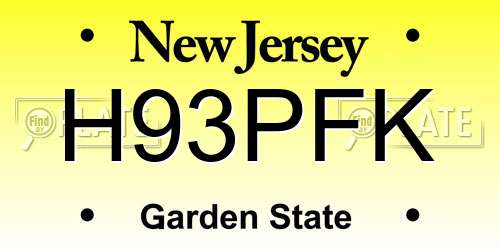 H93PFK New Jersey License Plate