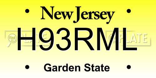 H93RML New Jersey License Plate