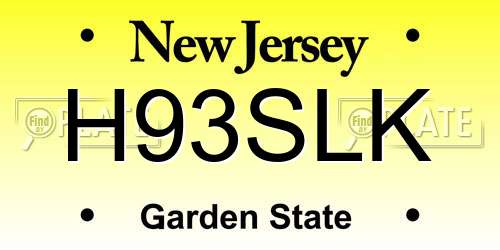 H93SLK New Jersey License Plate