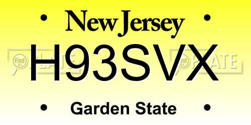 H93SVX New Jersey License Plate