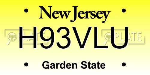 H93VLU New Jersey License Plate