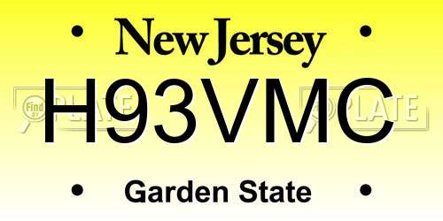 H93VMC New Jersey License Plate