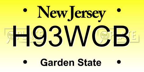 H93WCB New Jersey License Plate