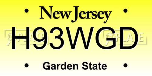 H93WGD New Jersey License Plate