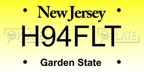 H94FLT New Jersey License Plate
