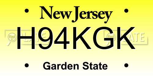 H94KGK New Jersey License Plate
