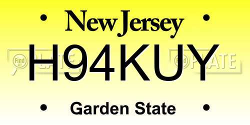 H94KUY New Jersey License Plate