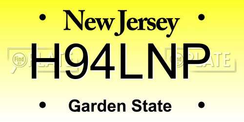H94LNP New Jersey License Plate