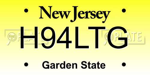 H94LTG New Jersey License Plate