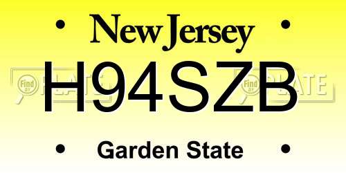 H94SZB New Jersey License Plate