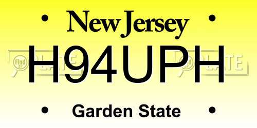 H94UPH New Jersey License Plate