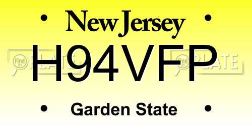 H94VFP New Jersey License Plate