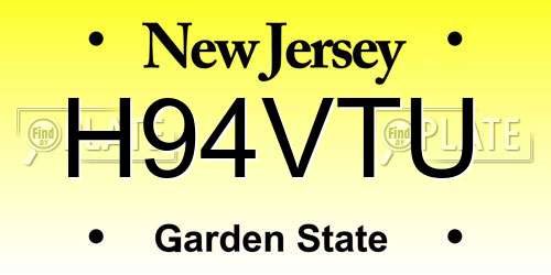 H94VTU New Jersey License Plate