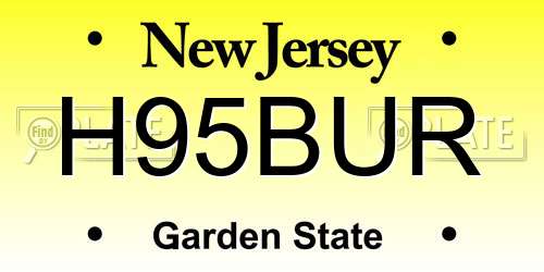 H95BUR New Jersey License Plate