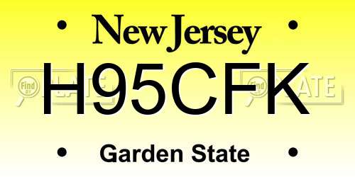 H95CFK New Jersey License Plate