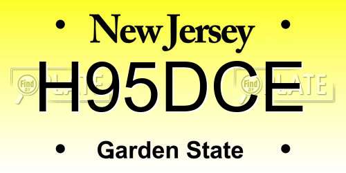 H95DCE New Jersey License Plate