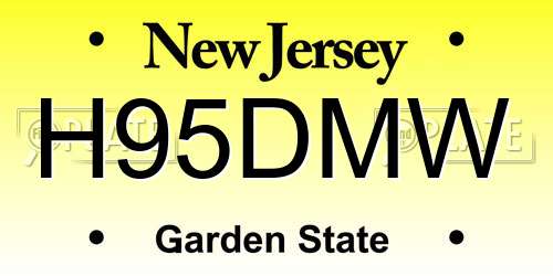 H95DMW New Jersey License Plate