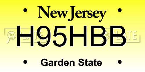 H95HBB New Jersey License Plate