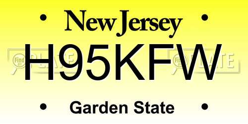 H95KFW New Jersey License Plate