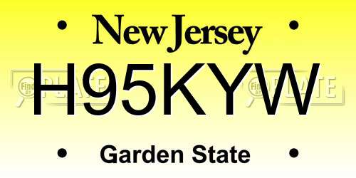 H95KYW New Jersey License Plate