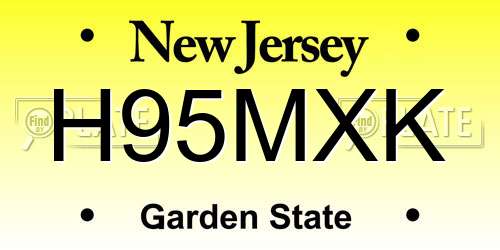 H95MXK New Jersey License Plate