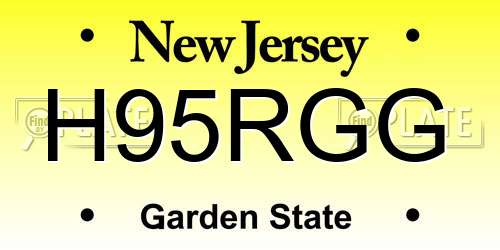 H95RGG New Jersey License Plate
