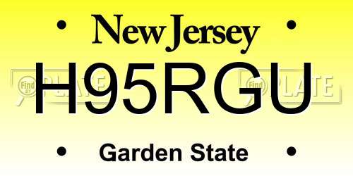 H95RGU New Jersey License Plate