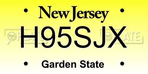 H95SJX New Jersey License Plate