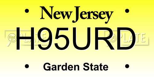 H95URD New Jersey License Plate