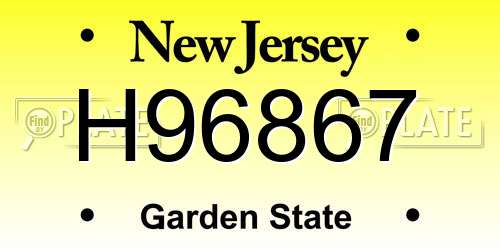 H96867 New Jersey License Plate