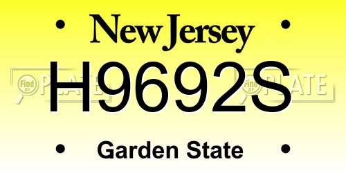 H9692S New Jersey License Plate