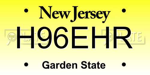 H96EHR New Jersey License Plate