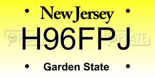 H96FPJ New Jersey License Plate