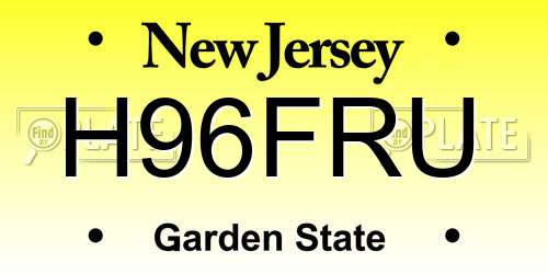 H96FRU New Jersey License Plate