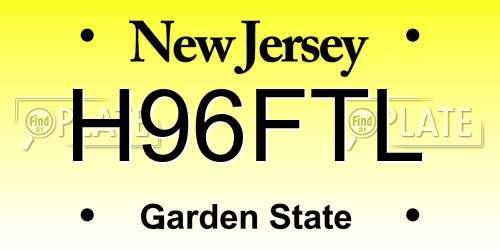 H96FTL New Jersey License Plate