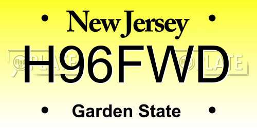 H96FWD New Jersey License Plate