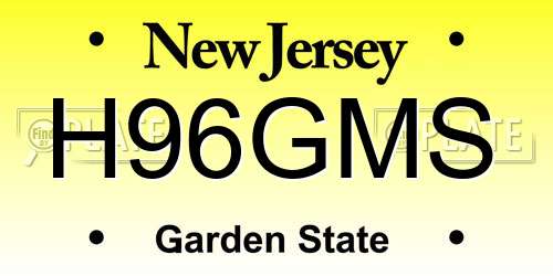 H96GMS New Jersey License Plate