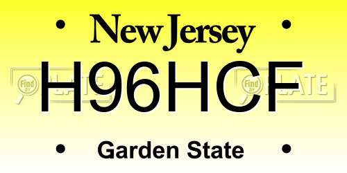 H96HCF New Jersey License Plate