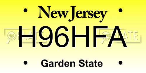 H96HFA New Jersey License Plate